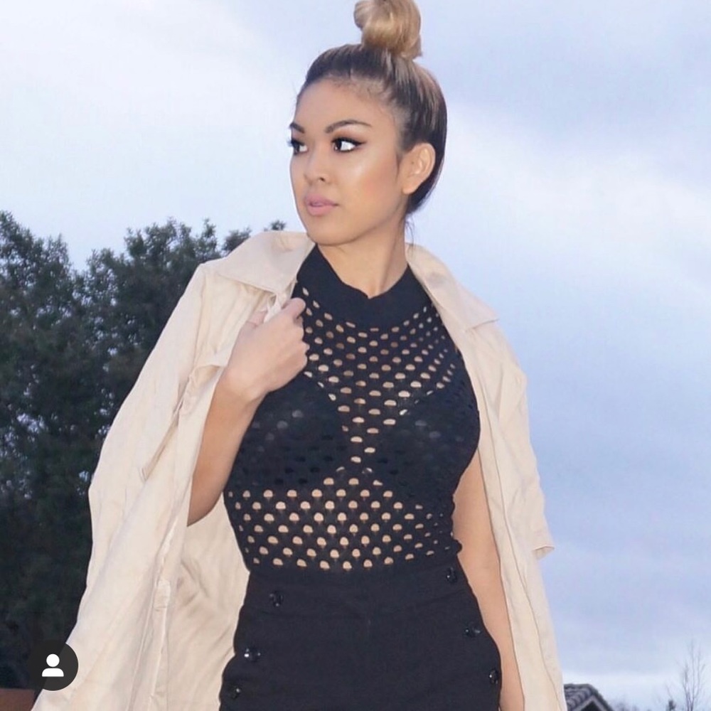 Knitted mock neck bodysuit